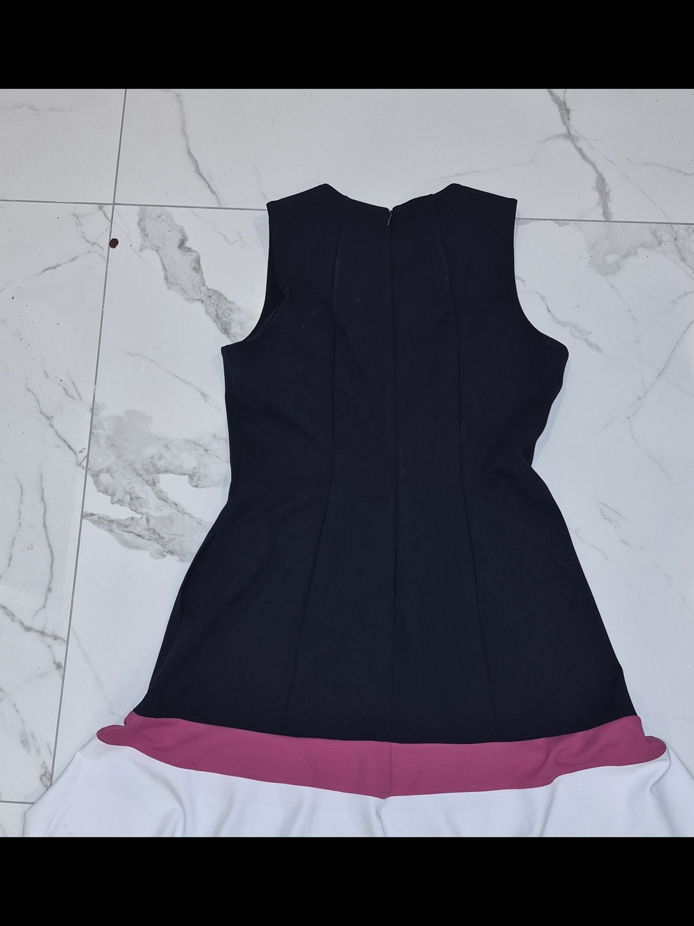 Anne Klein Navy Sleeveless Midi Dress with Pink Hem